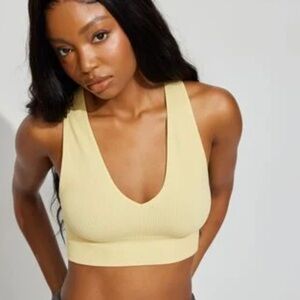 GARAGE - Stella Seamless Plunge Tank Top Yellow